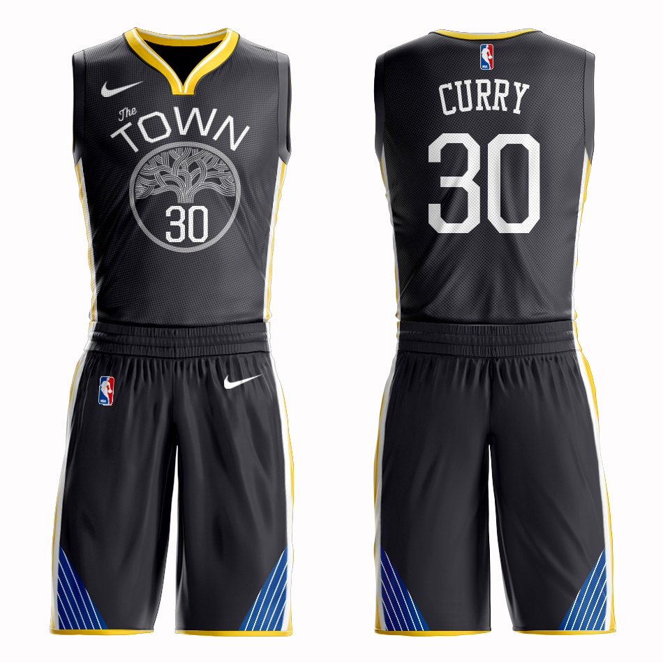 Men 2019 NBA Nike Golden State Warriors 30 Curry black Customized jersey